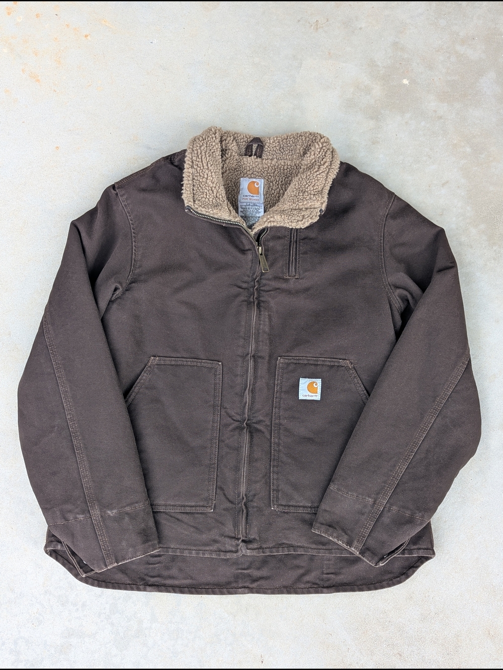 Carhartt WJ022 DKB Dark Brown Sherpa Lined Women's Jacket